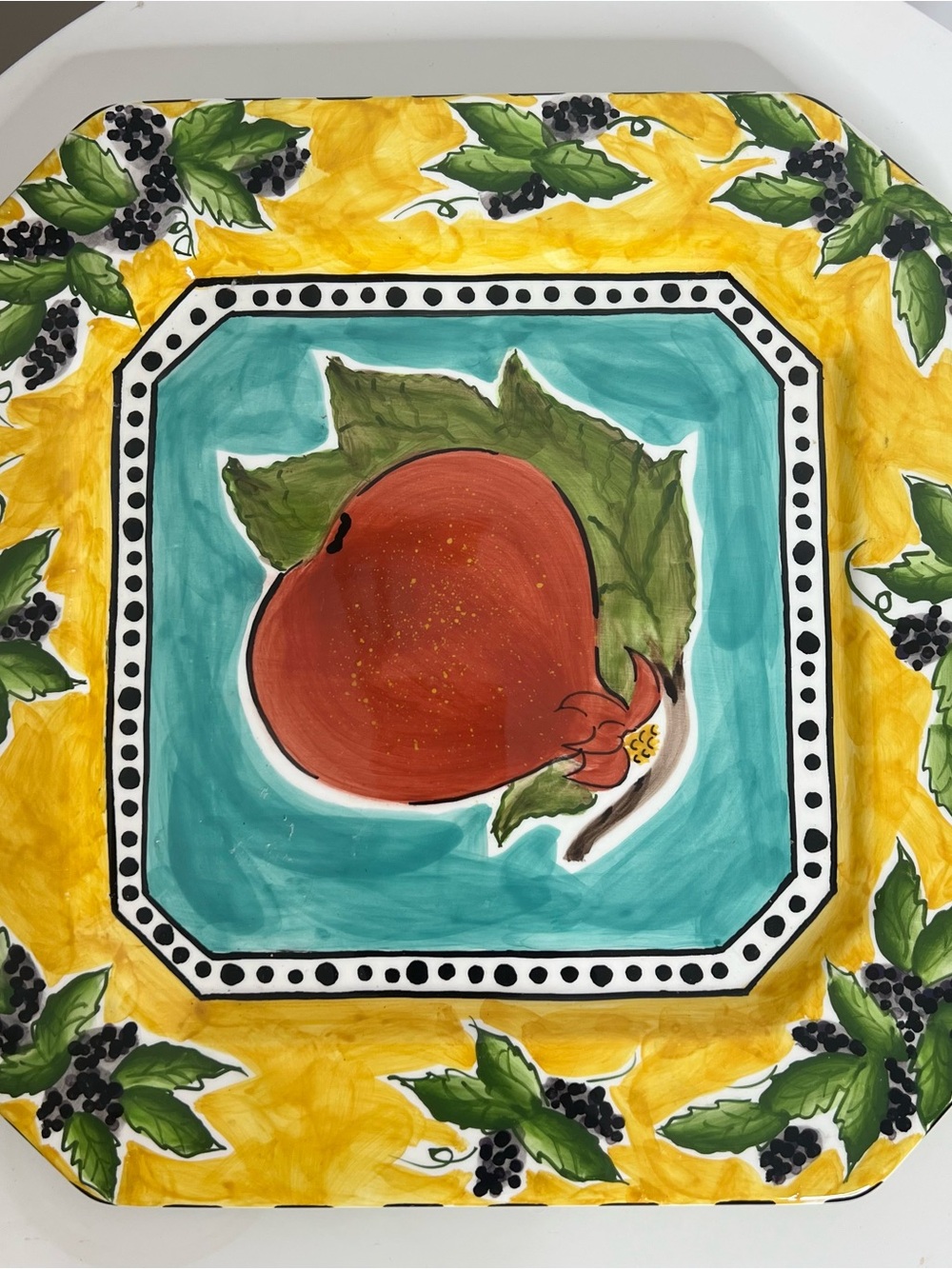 S PURIFOY 2000 cbk Ltd 10.5" Colorful Fruit Serving Tray/Plate - NEW w/o Tags